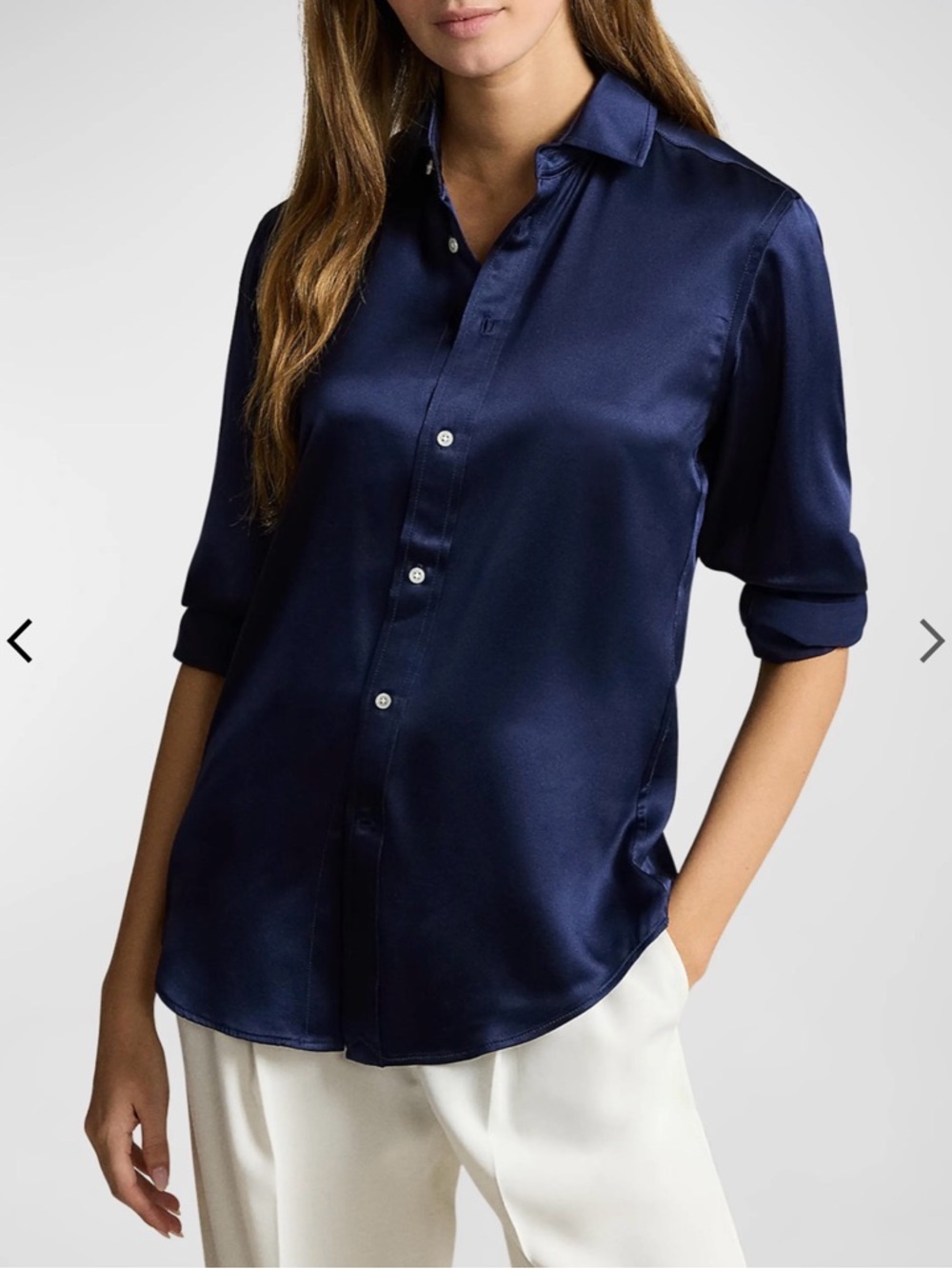 Polo by Ralph Lauren Navy Silk Button-Down Shirt